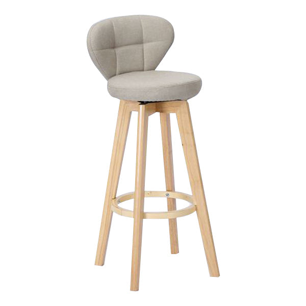 Contemporary Solid Wood Barstool Indoor Bar Stool with Footrest and Cushion Khaki Wood 1 Piece Clearhalo 'Bar Furniture' 'Bar Stools' 'bar_stools' 'furn' 'furn_bar_stools' 'Furniture' 'furniture_bar_stools' 'Kitchen & Dining Furniture' 4706181