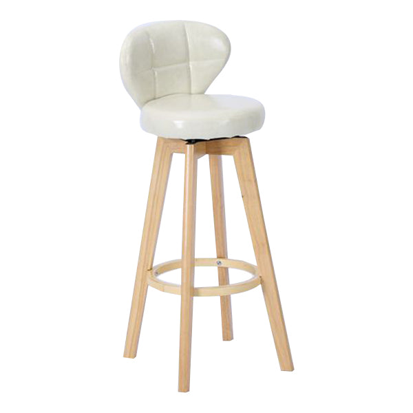 Contemporary Solid Wood Barstool Indoor Bar Stool with Footrest and Cushion Off-White Wood 1 Piece Clearhalo 'Bar Furniture' 'Bar Stools' 'bar_stools' 'furn' 'furn_bar_stools' 'Furniture' 'furniture_bar_stools' 'Kitchen & Dining Furniture' 4706183