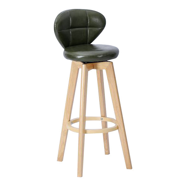 Contemporary Solid Wood Barstool Indoor Bar Stool with Footrest and Cushion Army Green Wood 1 Piece Clearhalo 'Bar Furniture' 'Bar Stools' 'bar_stools' 'furn' 'furn_bar_stools' 'Furniture' 'furniture_bar_stools' 'Kitchen & Dining Furniture' 4706184