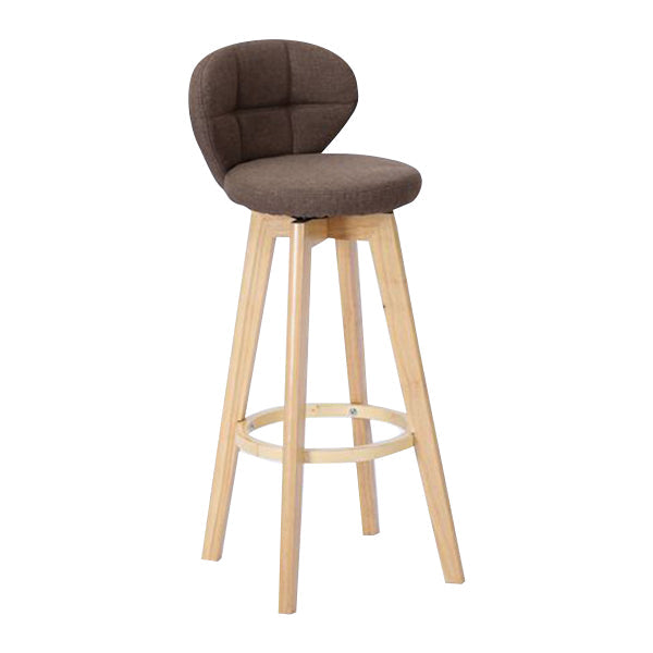 Contemporary Solid Wood Barstool Indoor Bar Stool with Footrest and Cushion Coffee Wood 1 Piece Clearhalo 'Bar Furniture' 'Bar Stools' 'bar_stools' 'furn' 'furn_bar_stools' 'Furniture' 'furniture_bar_stools' 'Kitchen & Dining Furniture' 4706185