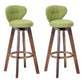 Contemporary Solid Wood Barstool Indoor Bar Stool with Footrest and Cushion Green Brown 2 Piece Set Clearhalo 'Bar Furniture' 'Bar Stools' 'bar_stools' 'furn' 'furn_bar_stools' 'Furniture' 'furniture_bar_stools' 'Kitchen & Dining Furniture' 4706186