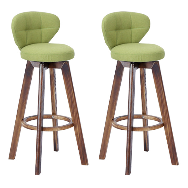 Contemporary Solid Wood Barstool Indoor Bar Stool with Footrest and Cushion Green Brown 2 Piece Set Clearhalo 'Bar Furniture' 'Bar Stools' 'bar_stools' 'furn' 'furn_bar_stools' 'Furniture' 'furniture_bar_stools' 'Kitchen & Dining Furniture' 4706186
