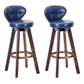 Contemporary Solid Wood Barstool Indoor Bar Stool with Footrest and Cushion Blue Brown 2 Piece Set Clearhalo 'Bar Furniture' 'Bar Stools' 'bar_stools' 'furn' 'furn_bar_stools' 'Furniture' 'furniture_bar_stools' 'Kitchen & Dining Furniture' 4706187