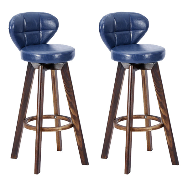 Contemporary Solid Wood Barstool Indoor Bar Stool with Footrest and Cushion Blue Brown 2 Piece Set Clearhalo 'Bar Furniture' 'Bar Stools' 'bar_stools' 'furn' 'furn_bar_stools' 'Furniture' 'furniture_bar_stools' 'Kitchen & Dining Furniture' 4706187