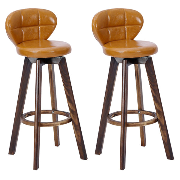 Contemporary Solid Wood Barstool Indoor Bar Stool with Footrest and Cushion Tan Brown 2 Piece Set Clearhalo 'Bar Furniture' 'Bar Stools' 'bar_stools' 'furn' 'furn_bar_stools' 'Furniture' 'furniture_bar_stools' 'Kitchen & Dining Furniture' 4706188