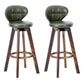 Contemporary Solid Wood Barstool Indoor Bar Stool with Footrest and Cushion Army Green Brown 2 Piece Set Clearhalo 'Bar Furniture' 'Bar Stools' 'bar_stools' 'furn' 'furn_bar_stools' 'Furniture' 'furniture_bar_stools' 'Kitchen & Dining Furniture' 4706189