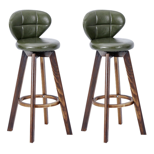 Contemporary Solid Wood Barstool Indoor Bar Stool with Footrest and Cushion Army Green Brown 2 Piece Set Clearhalo 'Bar Furniture' 'Bar Stools' 'bar_stools' 'furn' 'furn_bar_stools' 'Furniture' 'furniture_bar_stools' 'Kitchen & Dining Furniture' 4706189