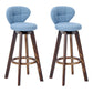 Contemporary Solid Wood Barstool Indoor Bar Stool with Footrest and Cushion Light Blue Brown 2 Piece Set Clearhalo 'Bar Furniture' 'Bar Stools' 'bar_stools' 'furn' 'furn_bar_stools' 'Furniture' 'furniture_bar_stools' 'Kitchen & Dining Furniture' 4706190
