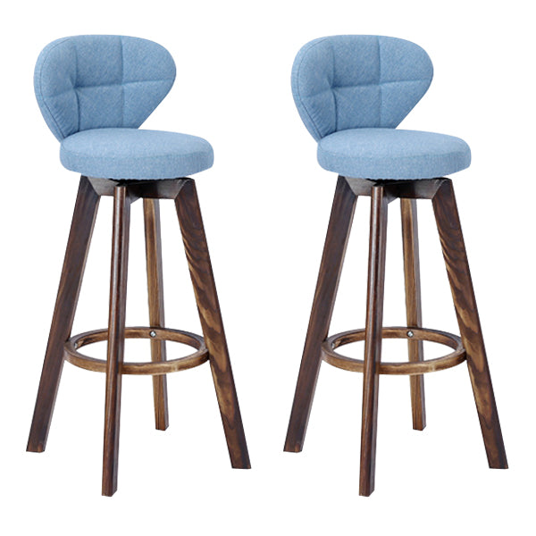 Contemporary Solid Wood Barstool Indoor Bar Stool with Footrest and Cushion Light Blue Brown 2 Piece Set Clearhalo 'Bar Furniture' 'Bar Stools' 'bar_stools' 'furn' 'furn_bar_stools' 'Furniture' 'furniture_bar_stools' 'Kitchen & Dining Furniture' 4706190