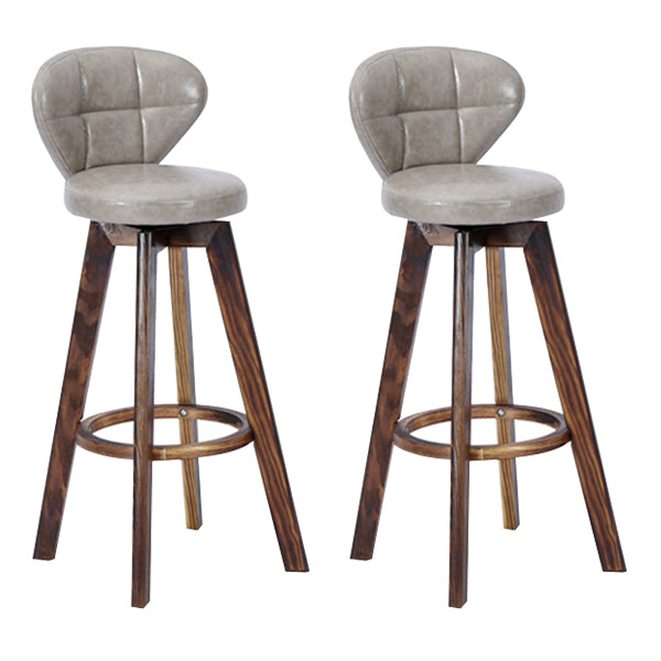 Contemporary Solid Wood Barstool Indoor Bar Stool with Footrest and Cushion Light Gray Brown 2 Piece Set Clearhalo 'Bar Furniture' 'Bar Stools' 'bar_stools' 'furn' 'furn_bar_stools' 'Furniture' 'furniture_bar_stools' 'Kitchen & Dining Furniture' 4706191