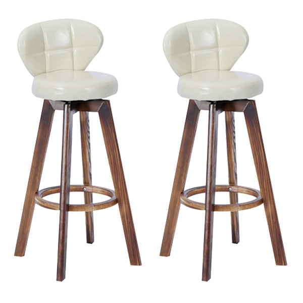 Contemporary Solid Wood Barstool Indoor Bar Stool with Footrest and Cushion Off-White Brown 2 Piece Set Clearhalo 'Bar Furniture' 'Bar Stools' 'bar_stools' 'furn' 'furn_bar_stools' 'Furniture' 'furniture_bar_stools' 'Kitchen & Dining Furniture' 4706192