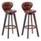 Contemporary Solid Wood Barstool Indoor Bar Stool with Footrest and Cushion Brown Brown 2 Piece Set Clearhalo 'Bar Furniture' 'Bar Stools' 'bar_stools' 'furn' 'furn_bar_stools' 'Furniture' 'furniture_bar_stools' 'Kitchen & Dining Furniture' 4706194