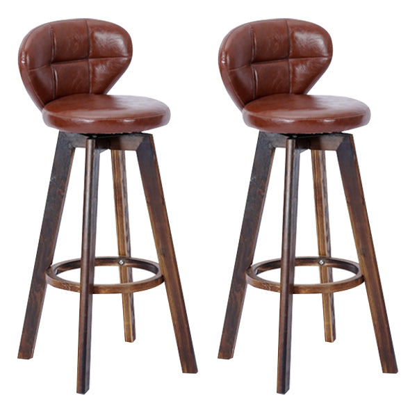 Contemporary Solid Wood Barstool Indoor Bar Stool with Footrest and Cushion Brown Brown 2 Piece Set Clearhalo 'Bar Furniture' 'Bar Stools' 'bar_stools' 'furn' 'furn_bar_stools' 'Furniture' 'furniture_bar_stools' 'Kitchen & Dining Furniture' 4706194