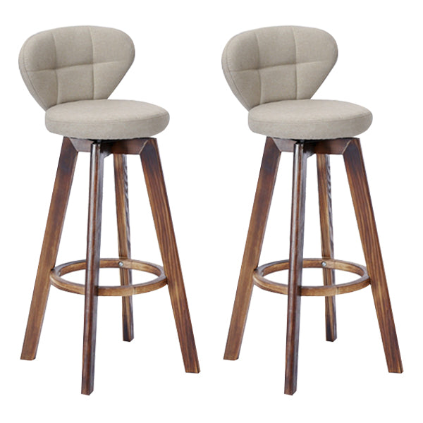 Contemporary Solid Wood Barstool Indoor Bar Stool with Footrest and Cushion Khaki Brown 2 Piece Set Clearhalo 'Bar Furniture' 'Bar Stools' 'bar_stools' 'furn' 'furn_bar_stools' 'Furniture' 'furniture_bar_stools' 'Kitchen & Dining Furniture' 4706196