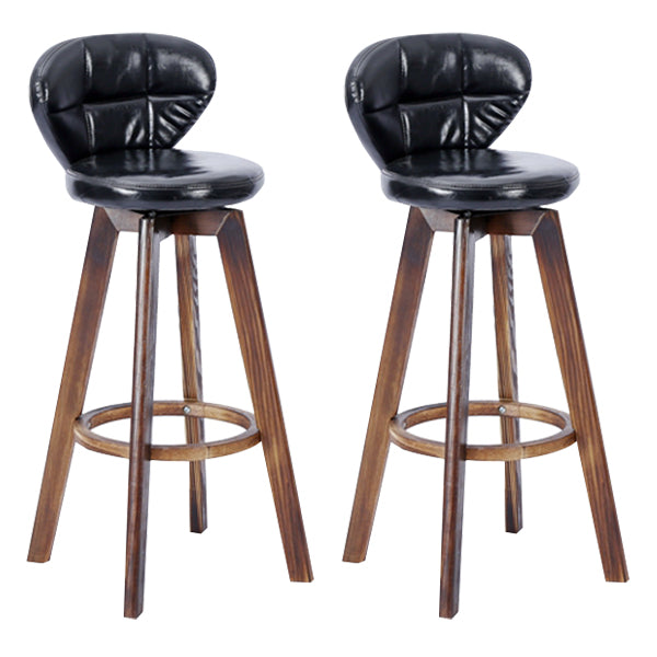 Contemporary Solid Wood Barstool Indoor Bar Stool with Footrest and Cushion Black Brown 2 Piece Set Clearhalo 'Bar Furniture' 'Bar Stools' 'bar_stools' 'furn' 'furn_bar_stools' 'Furniture' 'furniture_bar_stools' 'Kitchen & Dining Furniture' 4706197