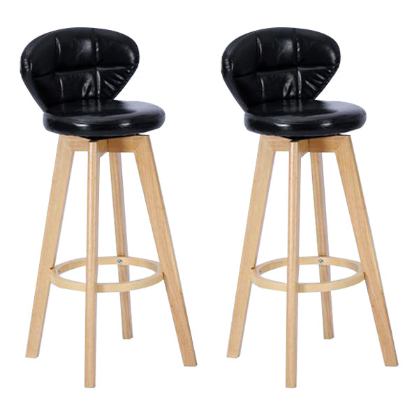 Contemporary Solid Wood Barstool Indoor Bar Stool with Footrest and Cushion Black Wood 2 Piece Set Clearhalo 'Bar Furniture' 'Bar Stools' 'bar_stools' 'furn' 'furn_bar_stools' 'Furniture' 'furniture_bar_stools' 'Kitchen & Dining Furniture' 4706198