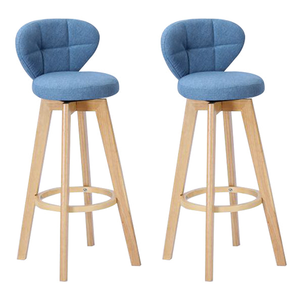 Contemporary Solid Wood Barstool Indoor Bar Stool with Footrest and Cushion Light Blue Wood 2 Piece Set Clearhalo 'Bar Furniture' 'Bar Stools' 'bar_stools' 'furn' 'furn_bar_stools' 'Furniture' 'furniture_bar_stools' 'Kitchen & Dining Furniture' 4706199