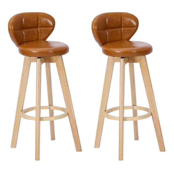 Contemporary Solid Wood Barstool Indoor Bar Stool with Footrest and Cushion Tan Wood 2 Piece Set Clearhalo 'Bar Furniture' 'Bar Stools' 'bar_stools' 'furn' 'furn_bar_stools' 'Furniture' 'furniture_bar_stools' 'Kitchen & Dining Furniture' 4706200