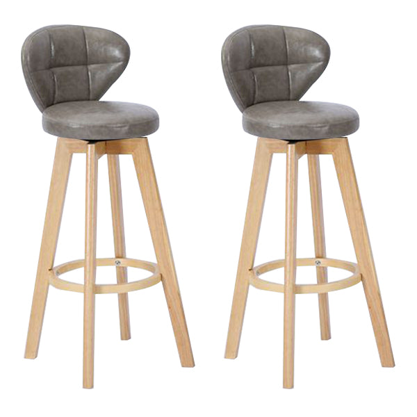 Contemporary Solid Wood Barstool Indoor Bar Stool with Footrest and Cushion Light Gray Wood 2 Piece Set Clearhalo 'Bar Furniture' 'Bar Stools' 'bar_stools' 'furn' 'furn_bar_stools' 'Furniture' 'furniture_bar_stools' 'Kitchen & Dining Furniture' 4706201