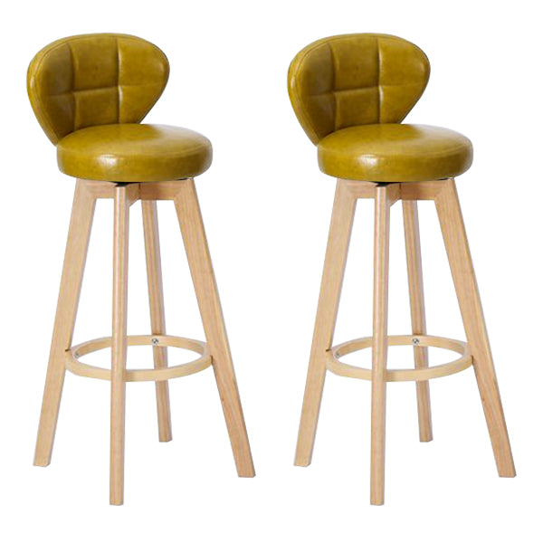 Contemporary Solid Wood Barstool Indoor Bar Stool with Footrest and Cushion Ginger Wood 2 Piece Set Clearhalo 'Bar Furniture' 'Bar Stools' 'bar_stools' 'furn' 'furn_bar_stools' 'Furniture' 'furniture_bar_stools' 'Kitchen & Dining Furniture' 4706202