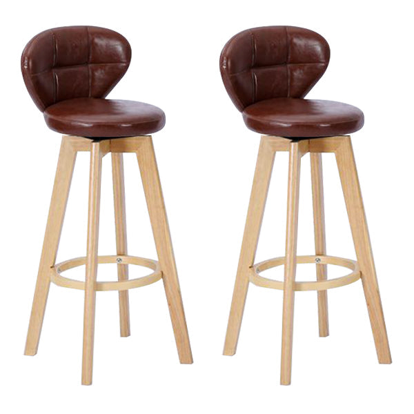 Contemporary Solid Wood Barstool Indoor Bar Stool with Footrest and Cushion Brown Wood 2 Piece Set Clearhalo 'Bar Furniture' 'Bar Stools' 'bar_stools' 'furn' 'furn_bar_stools' 'Furniture' 'furniture_bar_stools' 'Kitchen & Dining Furniture' 4706203