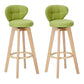 Contemporary Solid Wood Barstool Indoor Bar Stool with Footrest and Cushion Green Wood 2 Piece Set Clearhalo 'Bar Furniture' 'Bar Stools' 'bar_stools' 'furn' 'furn_bar_stools' 'Furniture' 'furniture_bar_stools' 'Kitchen & Dining Furniture' 4706204
