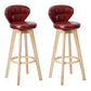 Contemporary Solid Wood Barstool Indoor Bar Stool with Footrest and Cushion Red Wood 2 Piece Set Clearhalo 'Bar Furniture' 'Bar Stools' 'bar_stools' 'furn' 'furn_bar_stools' 'Furniture' 'furniture_bar_stools' 'Kitchen & Dining Furniture' 4706205