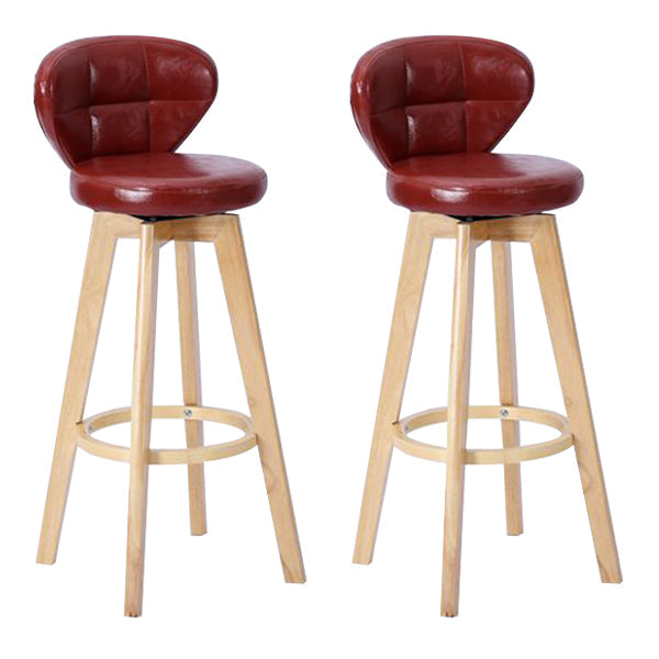 Contemporary Solid Wood Barstool Indoor Bar Stool with Footrest and Cushion Red Wood 2 Piece Set Clearhalo 'Bar Furniture' 'Bar Stools' 'bar_stools' 'furn' 'furn_bar_stools' 'Furniture' 'furniture_bar_stools' 'Kitchen & Dining Furniture' 4706205