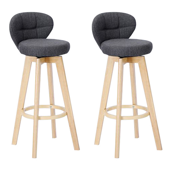 Contemporary Solid Wood Barstool Indoor Bar Stool with Footrest and Cushion Grey Wood 2 Piece Set Clearhalo 'Bar Furniture' 'Bar Stools' 'bar_stools' 'furn' 'furn_bar_stools' 'Furniture' 'furniture_bar_stools' 'Kitchen & Dining Furniture' 4706206
