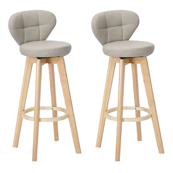Contemporary Solid Wood Barstool Indoor Bar Stool with Footrest and Cushion Khaki Wood 2 Piece Set Clearhalo 'Bar Furniture' 'Bar Stools' 'bar_stools' 'furn' 'furn_bar_stools' 'Furniture' 'furniture_bar_stools' 'Kitchen & Dining Furniture' 4706207