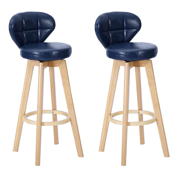 Contemporary Solid Wood Barstool Indoor Bar Stool with Footrest and Cushion Blue Wood 2 Piece Set Clearhalo 'Bar Furniture' 'Bar Stools' 'bar_stools' 'furn' 'furn_bar_stools' 'Furniture' 'furniture_bar_stools' 'Kitchen & Dining Furniture' 4706208