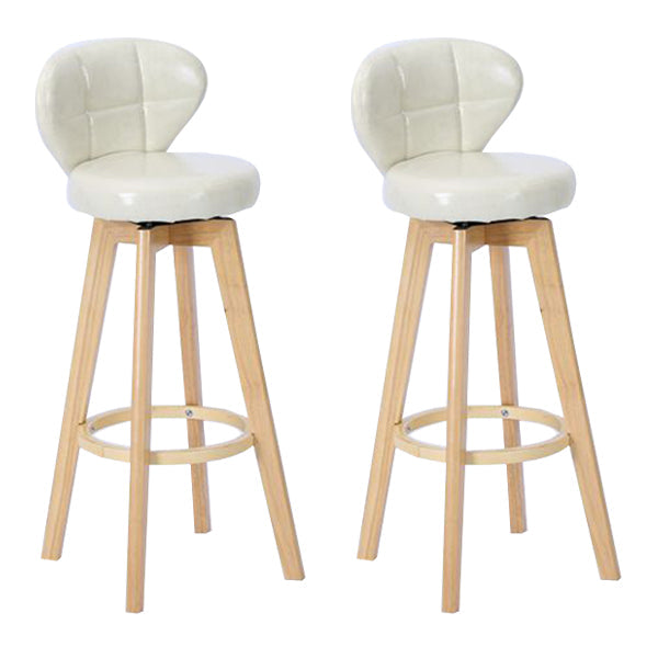 Contemporary Solid Wood Barstool Indoor Bar Stool with Footrest and Cushion Off-White Wood 2 Piece Set Clearhalo 'Bar Furniture' 'Bar Stools' 'bar_stools' 'furn' 'furn_bar_stools' 'Furniture' 'furniture_bar_stools' 'Kitchen & Dining Furniture' 4706209