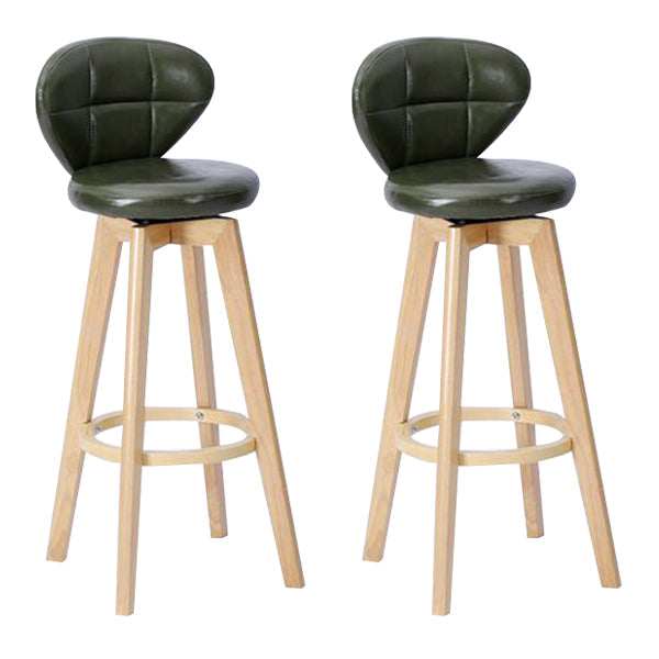 Contemporary Solid Wood Barstool Indoor Bar Stool with Footrest and Cushion Army Green Wood 2 Piece Set Clearhalo 'Bar Furniture' 'Bar Stools' 'bar_stools' 'furn' 'furn_bar_stools' 'Furniture' 'furniture_bar_stools' 'Kitchen & Dining Furniture' 4706210