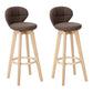 Contemporary Solid Wood Barstool Indoor Bar Stool with Footrest and Cushion Coffee Wood 2 Piece Set Clearhalo 'Bar Furniture' 'Bar Stools' 'bar_stools' 'furn' 'furn_bar_stools' 'Furniture' 'furniture_bar_stools' 'Kitchen & Dining Furniture' 4706211
