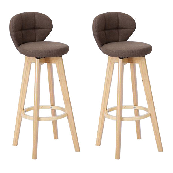 Contemporary Solid Wood Barstool Indoor Bar Stool with Footrest and Cushion Coffee Wood 2 Piece Set Clearhalo 'Bar Furniture' 'Bar Stools' 'bar_stools' 'furn' 'furn_bar_stools' 'Furniture' 'furniture_bar_stools' 'Kitchen & Dining Furniture' 4706211