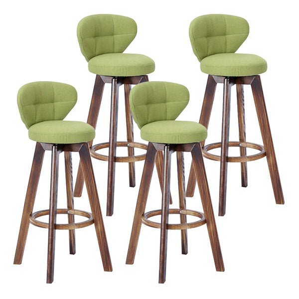Contemporary Solid Wood Barstool Indoor Bar Stool with Footrest and Cushion Green Brown 4 Piece Set Clearhalo 'Bar Furniture' 'Bar Stools' 'bar_stools' 'furn' 'furn_bar_stools' 'Furniture' 'furniture_bar_stools' 'Kitchen & Dining Furniture' 4706212