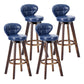 Contemporary Solid Wood Barstool Indoor Bar Stool with Footrest and Cushion Blue Brown 4 Piece Set Clearhalo 'Bar Furniture' 'Bar Stools' 'bar_stools' 'furn' 'furn_bar_stools' 'Furniture' 'furniture_bar_stools' 'Kitchen & Dining Furniture' 4706213