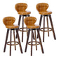 Contemporary Solid Wood Barstool Indoor Bar Stool with Footrest and Cushion Tan Brown 4 Piece Set Clearhalo 'Bar Furniture' 'Bar Stools' 'bar_stools' 'furn' 'furn_bar_stools' 'Furniture' 'furniture_bar_stools' 'Kitchen & Dining Furniture' 4706214