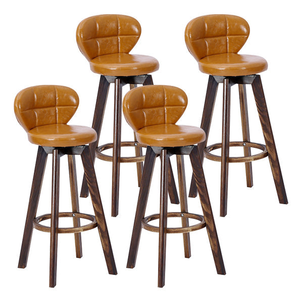 Contemporary Solid Wood Barstool Indoor Bar Stool with Footrest and Cushion Tan Brown 4 Piece Set Clearhalo 'Bar Furniture' 'Bar Stools' 'bar_stools' 'furn' 'furn_bar_stools' 'Furniture' 'furniture_bar_stools' 'Kitchen & Dining Furniture' 4706214