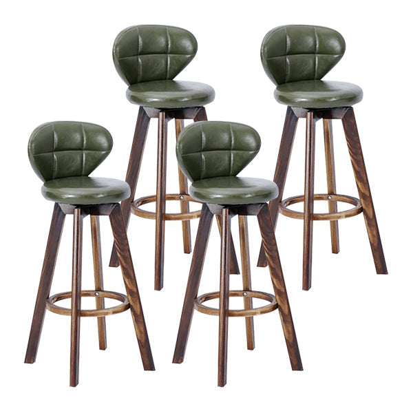 Contemporary Solid Wood Barstool Indoor Bar Stool with Footrest and Cushion Army Green Brown 4 Piece Set Clearhalo 'Bar Furniture' 'Bar Stools' 'bar_stools' 'furn' 'furn_bar_stools' 'Furniture' 'furniture_bar_stools' 'Kitchen & Dining Furniture' 4706215