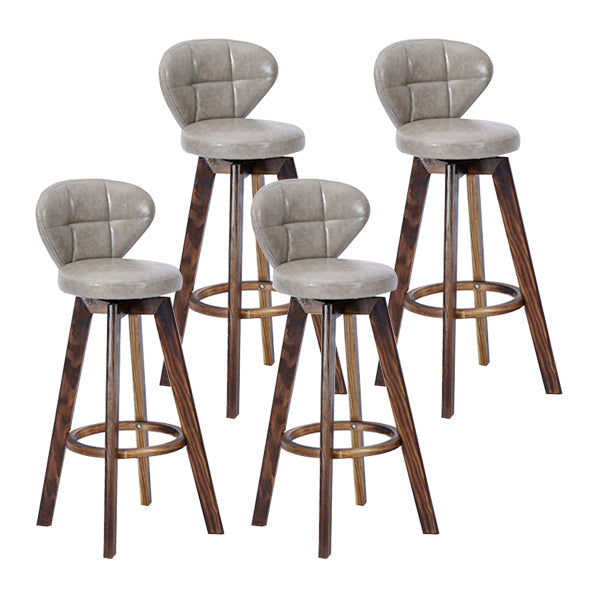 Contemporary Solid Wood Barstool Indoor Bar Stool with Footrest and Cushion Light Gray Brown 4 Piece Set Clearhalo 'Bar Furniture' 'Bar Stools' 'bar_stools' 'furn' 'furn_bar_stools' 'Furniture' 'furniture_bar_stools' 'Kitchen & Dining Furniture' 4706217