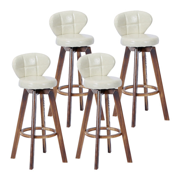 Contemporary Solid Wood Barstool Indoor Bar Stool with Footrest and Cushion Off-White Brown 4 Piece Set Clearhalo 'Bar Furniture' 'Bar Stools' 'bar_stools' 'furn' 'furn_bar_stools' 'Furniture' 'furniture_bar_stools' 'Kitchen & Dining Furniture' 4706218