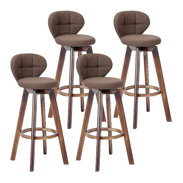 Contemporary Solid Wood Barstool Indoor Bar Stool with Footrest and Cushion Coffee Brown 4 Piece Set Clearhalo 'Bar Furniture' 'Bar Stools' 'bar_stools' 'furn' 'furn_bar_stools' 'Furniture' 'furniture_bar_stools' 'Kitchen & Dining Furniture' 4706219
