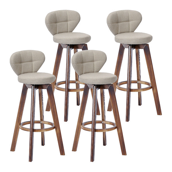 Contemporary Solid Wood Barstool Indoor Bar Stool with Footrest and Cushion Khaki Brown 4 Piece Set Clearhalo 'Bar Furniture' 'Bar Stools' 'bar_stools' 'furn' 'furn_bar_stools' 'Furniture' 'furniture_bar_stools' 'Kitchen & Dining Furniture' 4706222