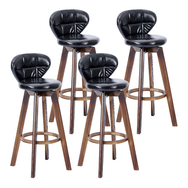 Contemporary Solid Wood Barstool Indoor Bar Stool with Footrest and Cushion Black Brown 4 Piece Set Clearhalo 'Bar Furniture' 'Bar Stools' 'bar_stools' 'furn' 'furn_bar_stools' 'Furniture' 'furniture_bar_stools' 'Kitchen & Dining Furniture' 4706223