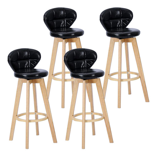 Contemporary Solid Wood Barstool Indoor Bar Stool with Footrest and Cushion Black Wood 4 Piece Set Clearhalo 'Bar Furniture' 'Bar Stools' 'bar_stools' 'furn' 'furn_bar_stools' 'Furniture' 'furniture_bar_stools' 'Kitchen & Dining Furniture' 4706224