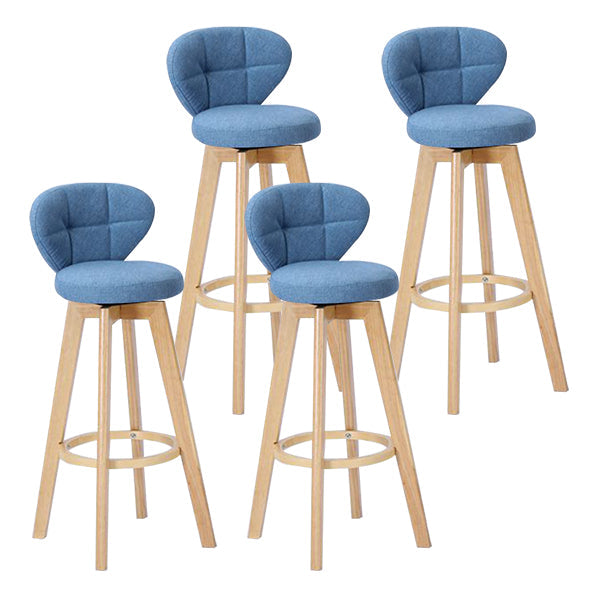 Contemporary Solid Wood Barstool Indoor Bar Stool with Footrest and Cushion Light Blue Wood 4 Piece Set Clearhalo 'Bar Furniture' 'Bar Stools' 'bar_stools' 'furn' 'furn_bar_stools' 'Furniture' 'furniture_bar_stools' 'Kitchen & Dining Furniture' 4706225