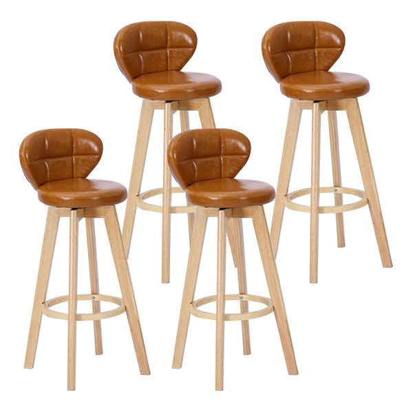 Contemporary Solid Wood Barstool Indoor Bar Stool with Footrest and Cushion Tan Wood 4 Piece Set Clearhalo 'Bar Furniture' 'Bar Stools' 'bar_stools' 'furn' 'furn_bar_stools' 'Furniture' 'furniture_bar_stools' 'Kitchen & Dining Furniture' 4706226