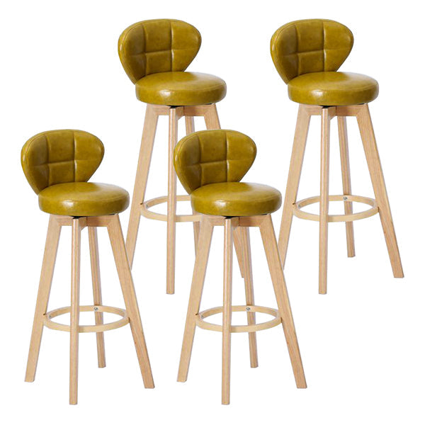 Contemporary Solid Wood Barstool Indoor Bar Stool with Footrest and Cushion Ginger Wood 4 Piece Set Clearhalo 'Bar Furniture' 'Bar Stools' 'bar_stools' 'furn' 'furn_bar_stools' 'Furniture' 'furniture_bar_stools' 'Kitchen & Dining Furniture' 4706228