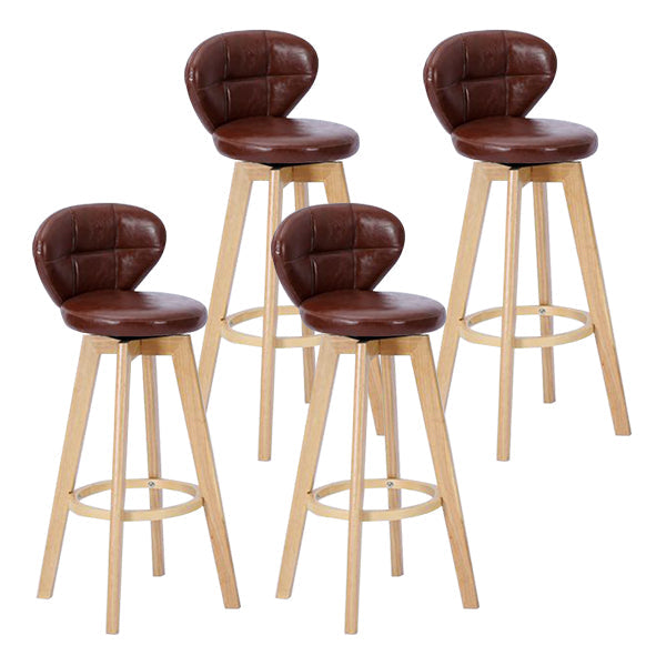 Contemporary Solid Wood Barstool Indoor Bar Stool with Footrest and Cushion Brown Wood 4 Piece Set Clearhalo 'Bar Furniture' 'Bar Stools' 'bar_stools' 'furn' 'furn_bar_stools' 'Furniture' 'furniture_bar_stools' 'Kitchen & Dining Furniture' 4706229